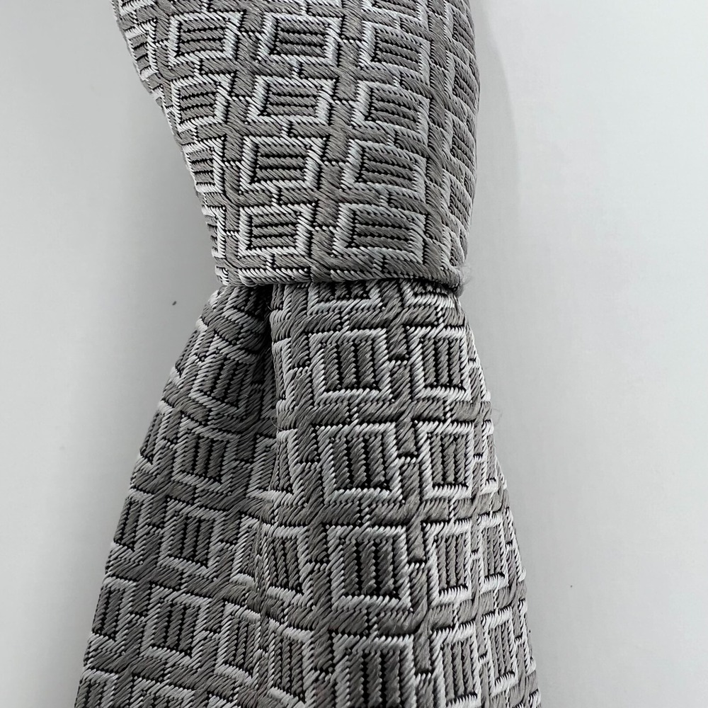 Versace‎ Collection Men's 100% Silk Tie Squares Grey/Silver Vintage NWT